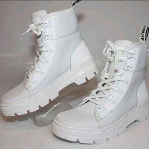 Dr. Martens Airwave White Mono Textile 6-Eye Lace Combat Boots Women 6 or Men 5